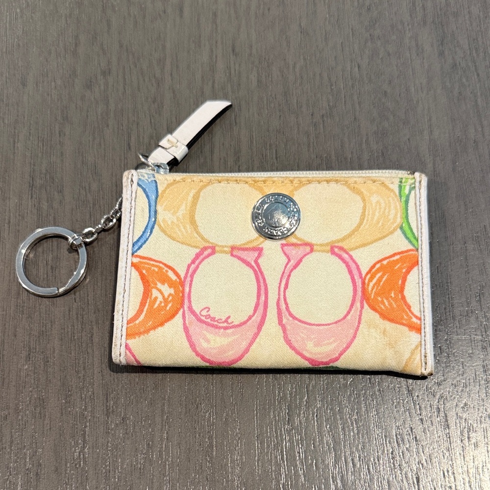 Coach Multicolor Coin Pouch with Keychain
